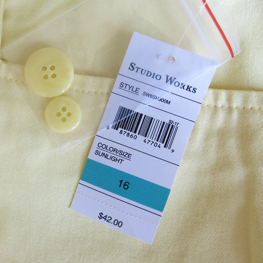 Studio Works Yellow Sunlight Cotton Capri Pants Size 16 - Picture 6 of 8